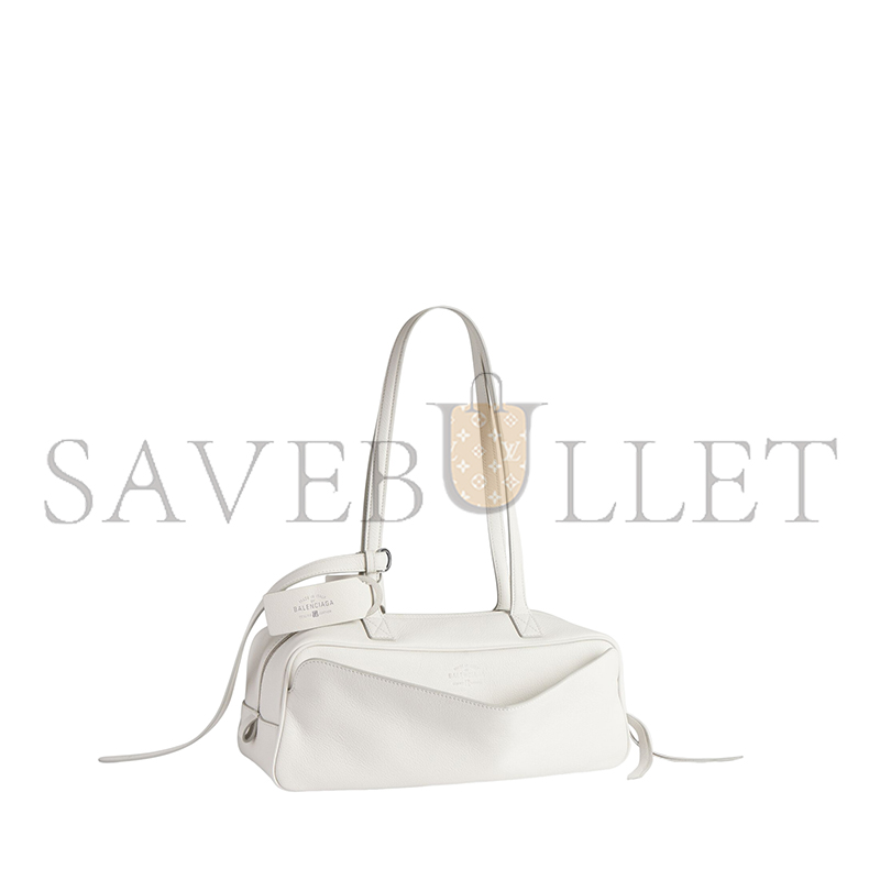 BALENCIAGA WOMEN'S CARRIE BOWLING BAG SMALL IN WHITE 8329202ABNP9016 (31*12*12cm)